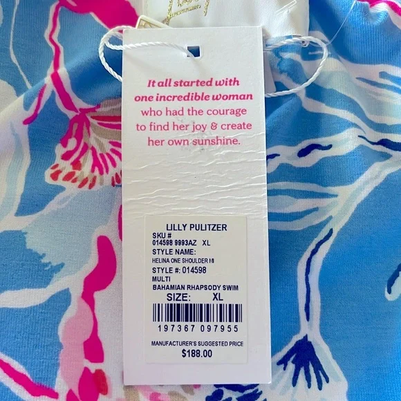 Lilly Pulitzer Helina Midi Dress One Shoulder Bahamian Rhapsody Size XL New - Picture 11 of 15